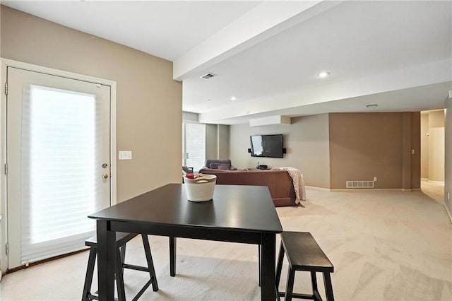 5708 Cottonwood St, Shawnee, KS 66216 - dining space featuring light carpet and recessed lighting