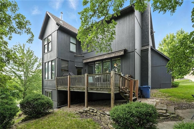 5708 Cottonwood St, Shawnee, KS 66216 - rear view of house with a deck