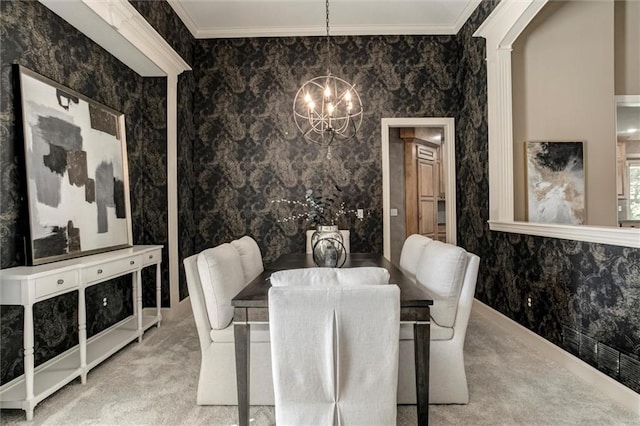 19326 W 98th St, Lenexa, KS 66220 - carpeted dining area featuring a chandelier and ornamental molding