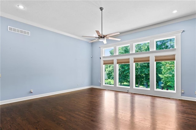 31134 W 161st St, Excelsior Springs, MO 64024 - unfurnished room with a ceiling fan, crown molding, wood finished floors, and recessed lighting