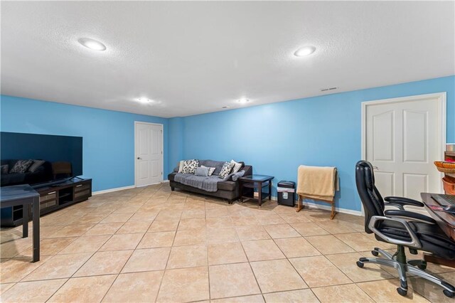 31134 W 161st St, Excelsior Springs, MO 64024 - office area featuring a textured ceiling, recessed lighting, and light tile patterned floors