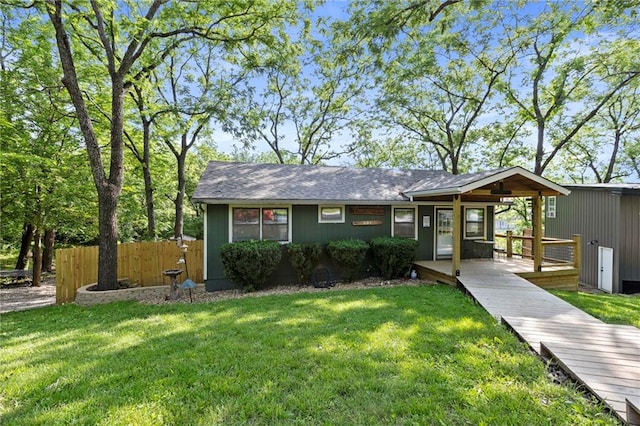 321 W Sugarlake Dr, Mound City, KS 66056 - view of front of property featuring a deck and roof with shingles
