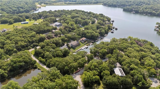321 W Sugarlake Dr, Mound City, KS 66056 - drone / aerial view of a large body of water and a heavily wooded area
