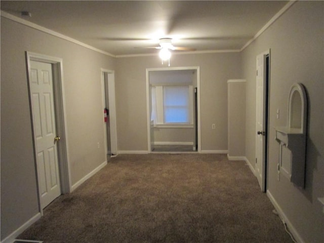 7403 Montgall Ave, Kansas City, MO 64132 - carpeted spare room with crown molding and ceiling fan