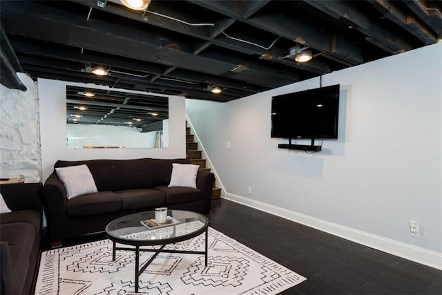 5915 Fontana St, Fairway, KS 66205 - living room featuring stairs and wood finished floors