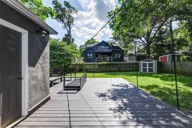 5915 Fontana St, Fairway, KS 66205 - wooden deck featuring a fenced backyard and a shed