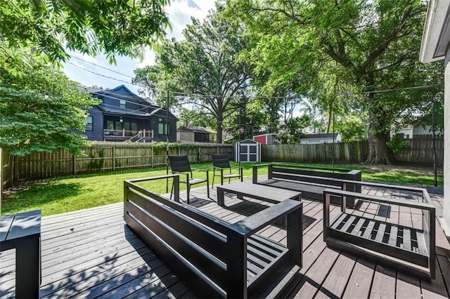 5915 Fontana St, Fairway, KS 66205 - deck featuring a fenced backyard and a storage unit