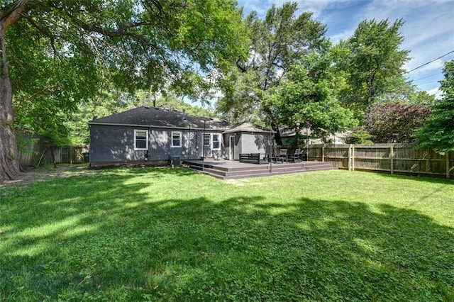 5915 Fontana St, Fairway, KS 66205 - rear view of property with a fenced backyard and a deck