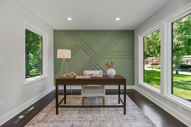2201 W 74th St, Prairie Village, KS 66208 - home office featuring wood finished floors and recessed lighting