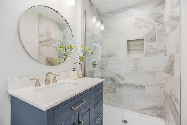 2201 W 74th St, Prairie Village, KS 66208 - bathroom featuring vanity and tiled shower