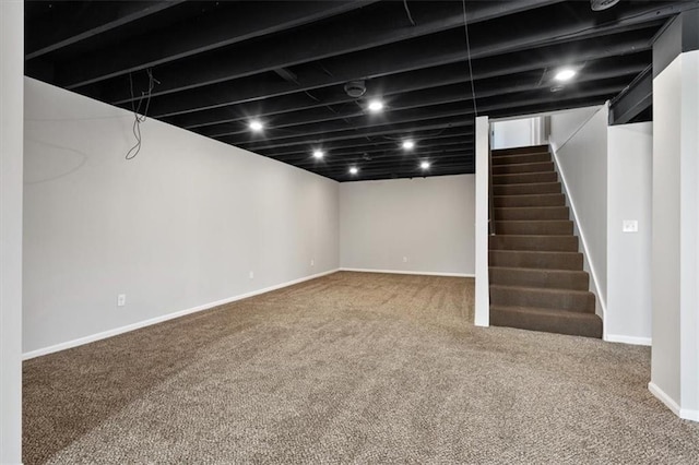 11412 Foster St, Overland Park, KS 66210 - finished basement featuring carpet flooring and stairs