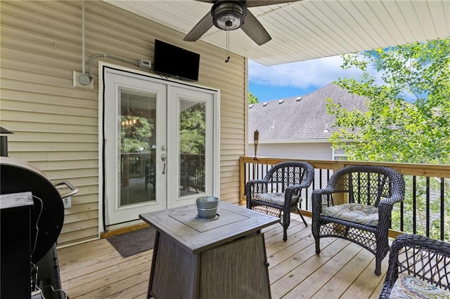 12318 N Wayne Ave, Kansas City, MO 64165 - deck featuring ceiling fan and area for grilling