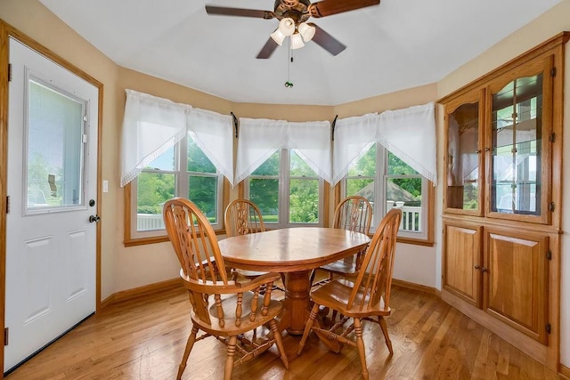 18209 E Moorland St, Pleasant Hill, MO 64080 - dining room with light wood-type flooring and a ceiling fan