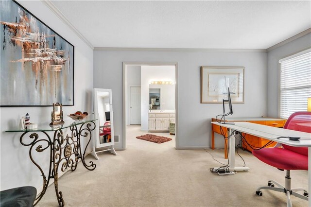 8007 W 131st Ter, Overland Park, KS 66213 - office space featuring crown molding and carpet flooring