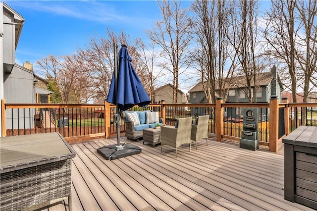 8007 W 131st Ter, Overland Park, KS 66213 - deck with an outdoor living space and a residential view
