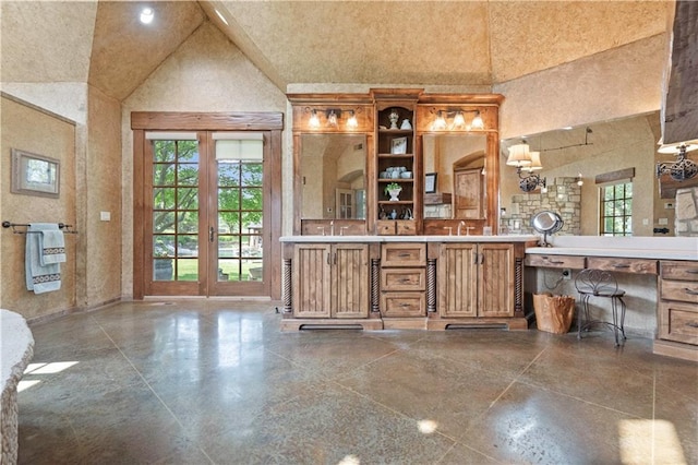 12635 W 183rd St, Overland Park, KS 66013 - full bathroom featuring high vaulted ceiling and double vanity