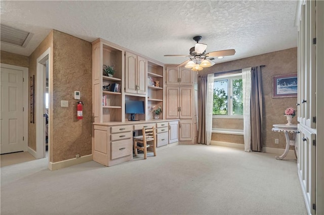 12635 W 183rd St, Overland Park, KS 66013 - home office featuring light colored carpet, ceiling fan, and a textured ceiling