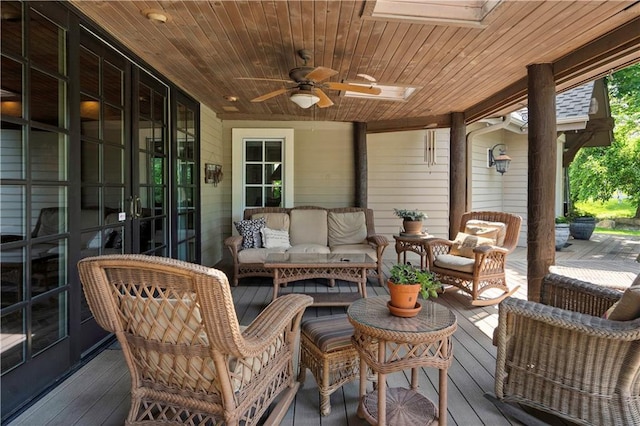 12635 W 183rd St, Overland Park, KS 66013 - deck featuring an outdoor living space, ceiling fan, and french doors
