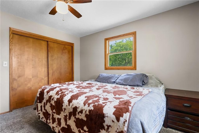 39103 New Lancaster Rd, Lacygne, KS 66040 - carpeted bedroom featuring a closet and a ceiling fan