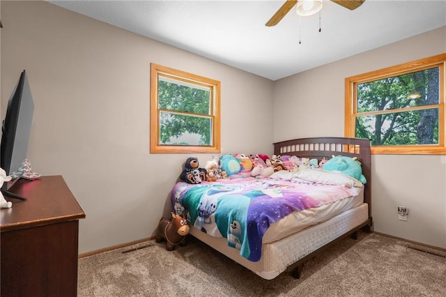 39103 New Lancaster Rd, Lacygne, KS 66040 - carpeted bedroom with multiple windows and a ceiling fan