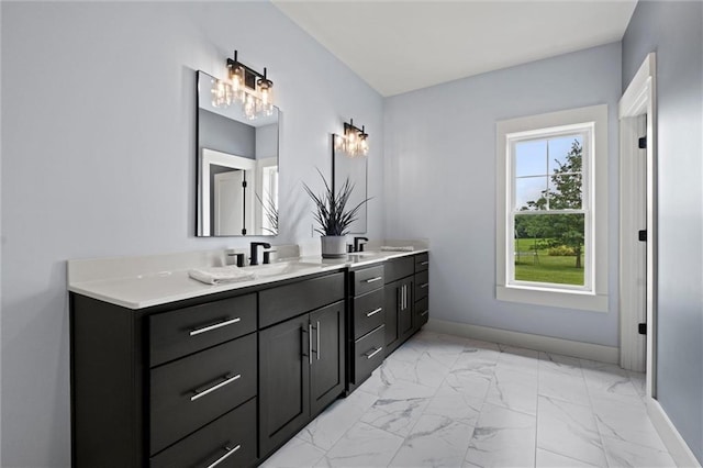 6417 County Road 10508th Rd, Rich Hill, MO 64779 - full bath with double vanity and marble finish flooring