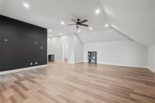 6417 County Road 10508th Rd, Rich Hill, MO 64779 - bonus room with a ceiling fan, vaulted ceiling, light wood finished floors, and recessed lighting
