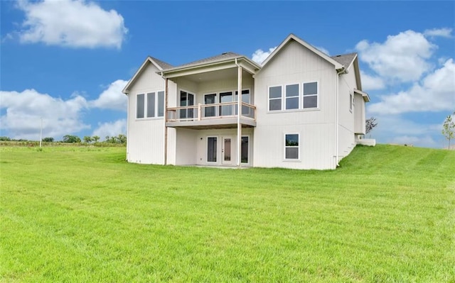 6045 Apache Dr, Shawnee, KS 66226 - back of house with french doors and a yard