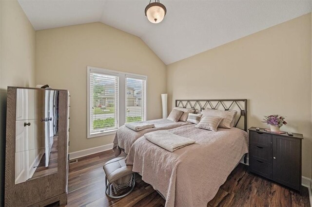 18783 W 165th St, Olathe, KS 66062 - bedroom featuring lofted ceiling and dark wood-type flooring
