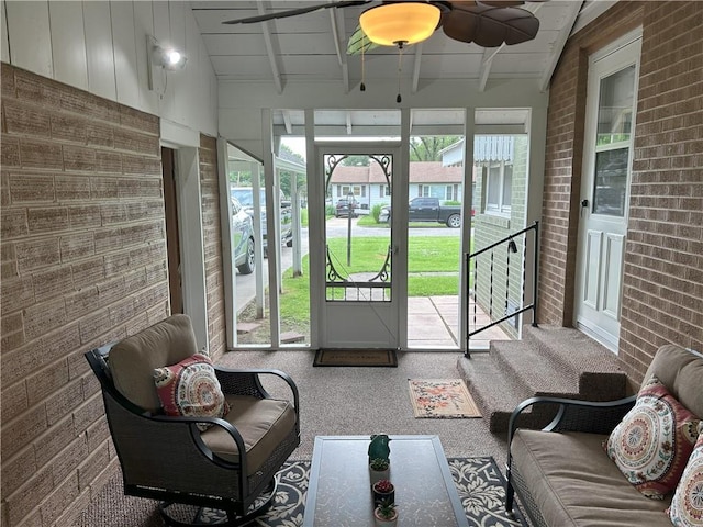 1047 N Lynn St, Nevada, MO 64772 - sunroom / solarium featuring ceiling fan
