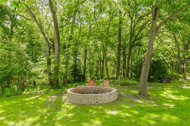 503 Amesbury Dr, Smithville, MO 64089 - view of green lawn with an outdoor fire pit