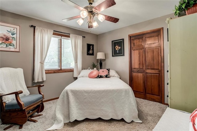 2450 Labette Rd, Ottawa, KS 66067 - carpeted bedroom featuring a closet and a ceiling fan