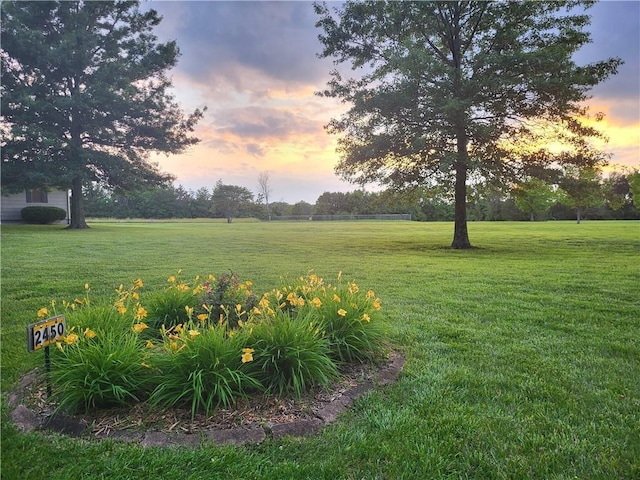 2450 Labette Rd, Ottawa, KS 66067 - yard at dusk featuring a lawn