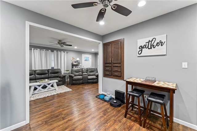 505 S Magdalena St, Concordia, MO 64020 - living area with ceiling fan, wood finished floors, and recessed lighting