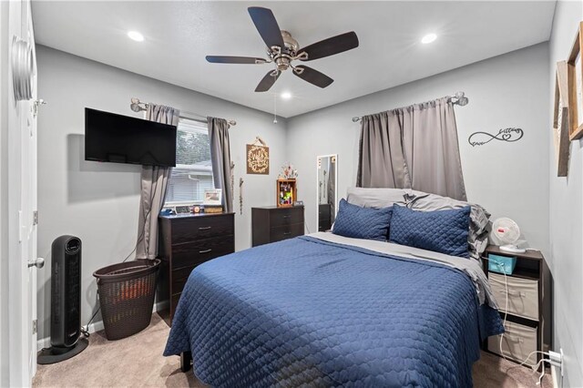 505 S Magdalena St, Concordia, MO 64020 - bedroom featuring carpet, a ceiling fan, and recessed lighting