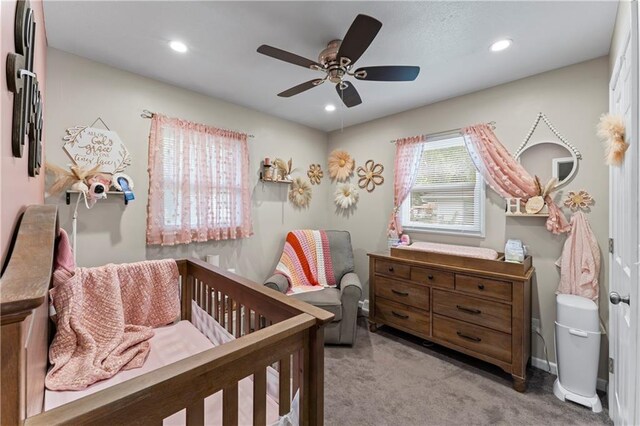 505 S Magdalena St, Concordia, MO 64020 - carpeted bedroom featuring recessed lighting and ceiling fan