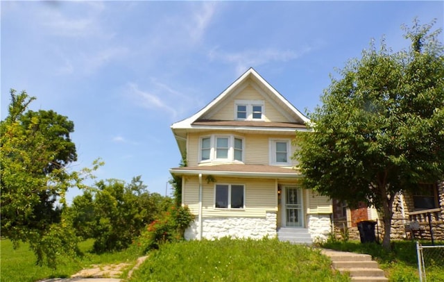3304 Garfield Ave, Kansas City, MO 64109 - view of front of house with stone siding