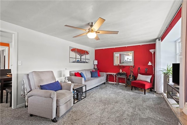 2508 Vernon Ave, Kansas City, KS 66104 - living area featuring carpet flooring and ceiling fan