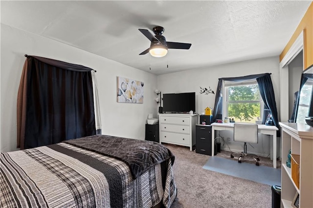 2508 Vernon Ave, Kansas City, KS 66104 - bedroom with carpet floors, an office area, and a ceiling fan