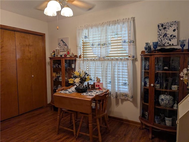 413 Quail Trl, Warrensburg, MO 64093 - dining space featuring wood finished floors and ceiling fan
