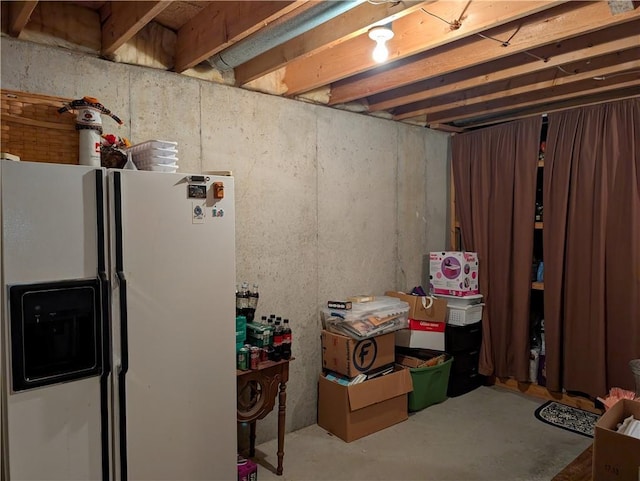 413 Quail Trl, Warrensburg, MO 64093 - unfinished basement with white fridge with ice dispenser