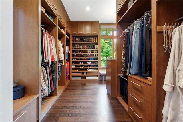 2720 Verona Cir, Mission Hills, KS 66208 - walk in closet with dark wood-type flooring
