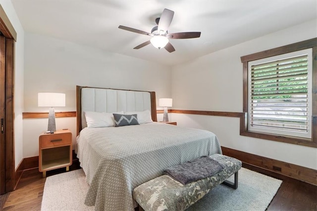 2720 Verona Cir, Mission Hills, KS 66208 - bedroom featuring wood finished floors, a closet, and ceiling fan