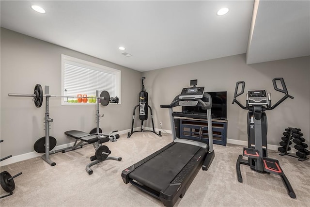 14168 Nicollete Ct, Basehor, KS 66007 - exercise area featuring carpet and recessed lighting