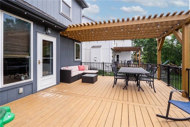 22833 W 44th St, Shawnee, KS 66226 - deck with a pergola, outdoor dining space, and an outdoor living space