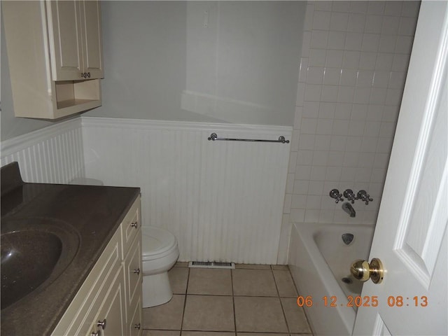 326 Virginia Rd, Excelsior Springs, MO 64024 - bathroom with a wainscoted wall, tile patterned floors, and vanity