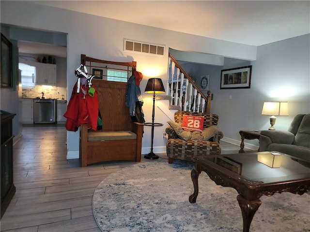 19400 E 13th St N, Independence, MO 64056 - living room with wood finished floors and stairs