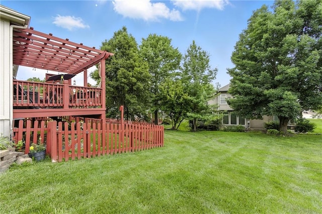 22802 W 72nd Ter, Shawnee, KS 66227 - view of green lawn featuring a pergola and a wooden deck