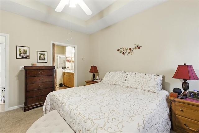 22802 W 72nd Ter, Shawnee, KS 66227 - bedroom featuring light colored carpet, ceiling fan, and connected bathroom
