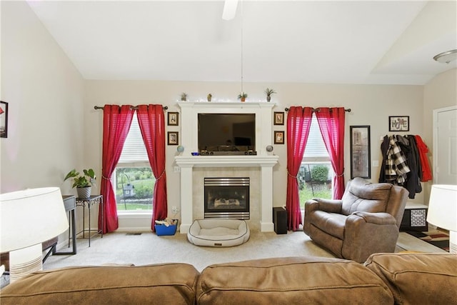 22802 W 72nd Ter, Shawnee, KS 66227 - living room with carpet floors, healthy amount of natural light, and a tile fireplace