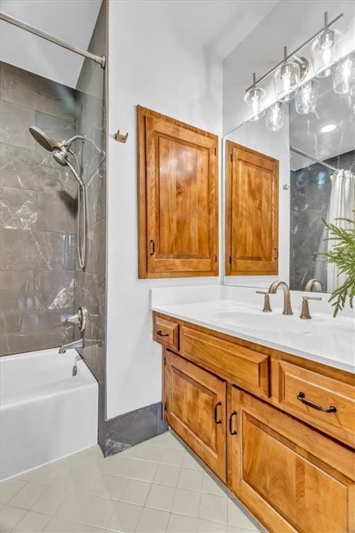 22810 SW Hampton Ct, Blue Springs, MO 64015 - full bath with vanity, shower / bath combo, and tile patterned flooring